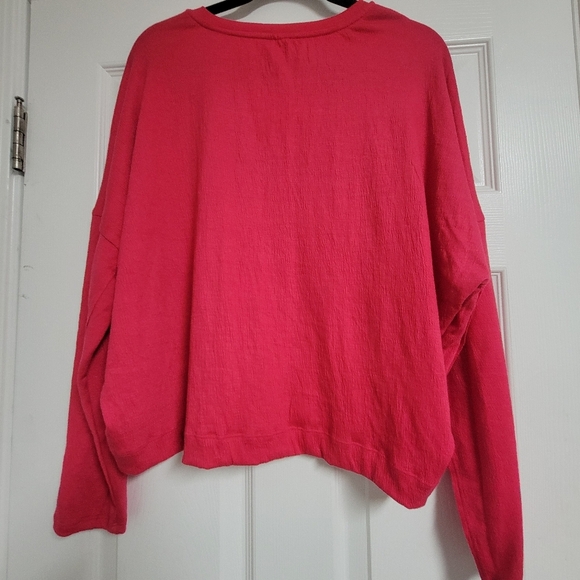 By Anthropologie Dina Pink Textured Long Sleeve Top. - Picture 6 of 9